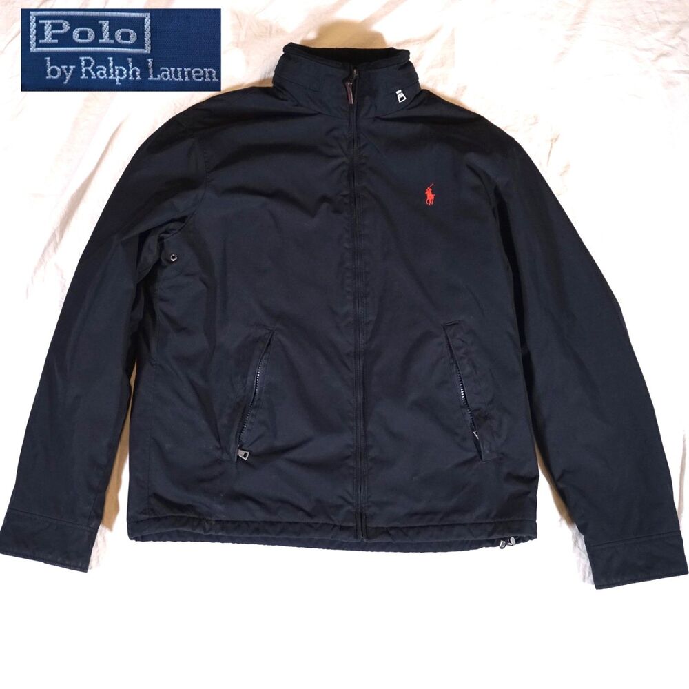 Polo Ralph Lauren M Full-Zip Jacket Harrington Style Lined Zipper Collar Black